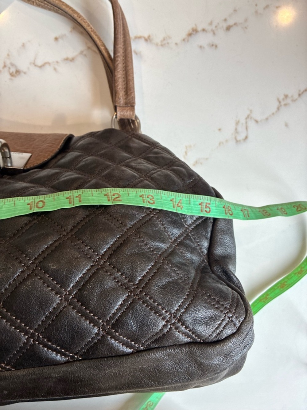 Marc Jacobs Quilted Brown Tote Bag with Contrast Handle - Picture 3 of 10